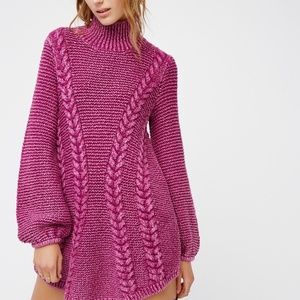 Free People Purple Turtleneck Sweater Dress NWT